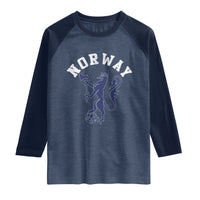 Norway Norwegian Lion Athletic Sports Jersey Style Raglan Shirt