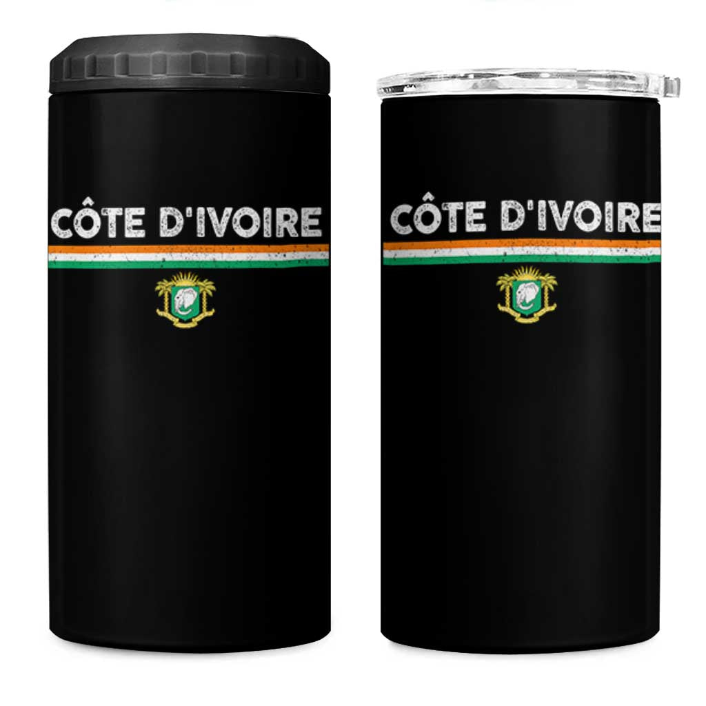 Côte D'ivoire Elephant Sporty Ivory Coast Flag 4 in 1 Can Cooler Tumbler