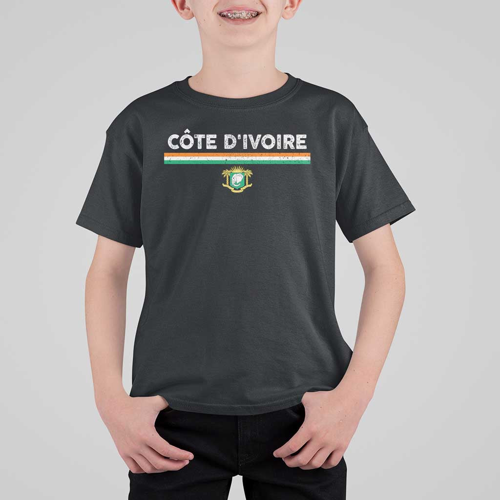 Côte D'ivoire Elephant Sporty Ivory Coast Flag T Shirt For Kid
