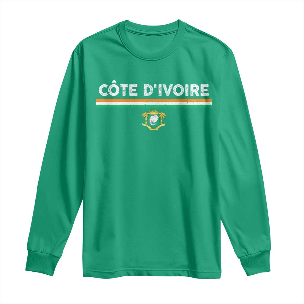 Côte D'ivoire Elephant Sporty Ivory Coast Flag Long Sleeve Shirt