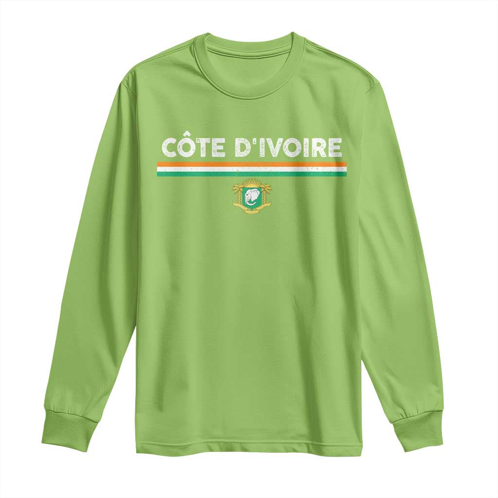 Côte D'ivoire Elephant Sporty Ivory Coast Flag Long Sleeve Shirt