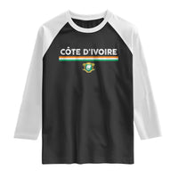 Côte D'ivoire Elephant Sporty Ivory Coast Flag Raglan Shirt