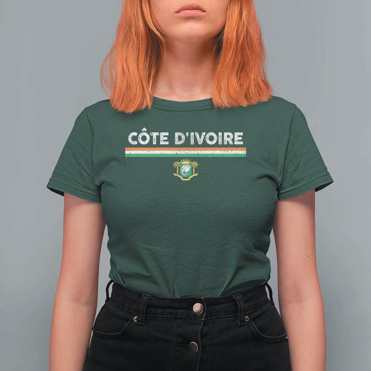 Côte D'ivoire Elephant Sporty Ivory Coast Flag T Shirt For Women