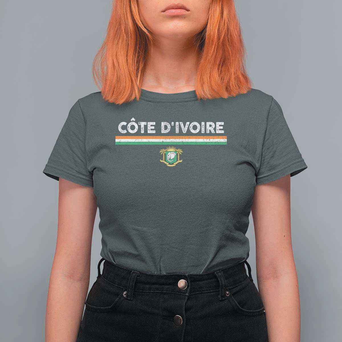 Côte D'ivoire Elephant Sporty Ivory Coast Flag T Shirt For Women