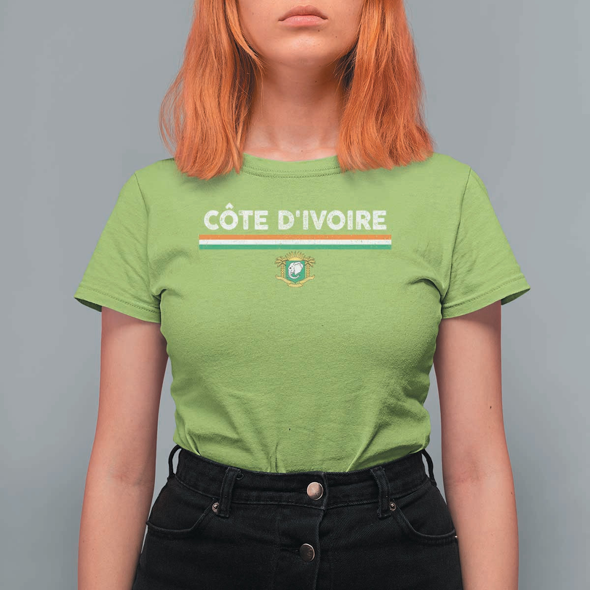 Côte D'ivoire Elephant Sporty Ivory Coast Flag T Shirt For Women