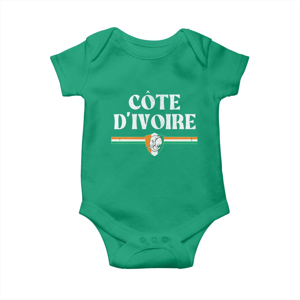Côte D Ivoire Baby Onesie Flag of Ivory Coast Elephant Crest Football