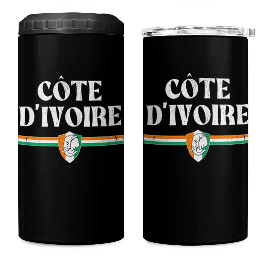Côte D Ivoire 4 in 1 Can Cooler Tumbler Flag of Ivory Coast Elephant Crest Football