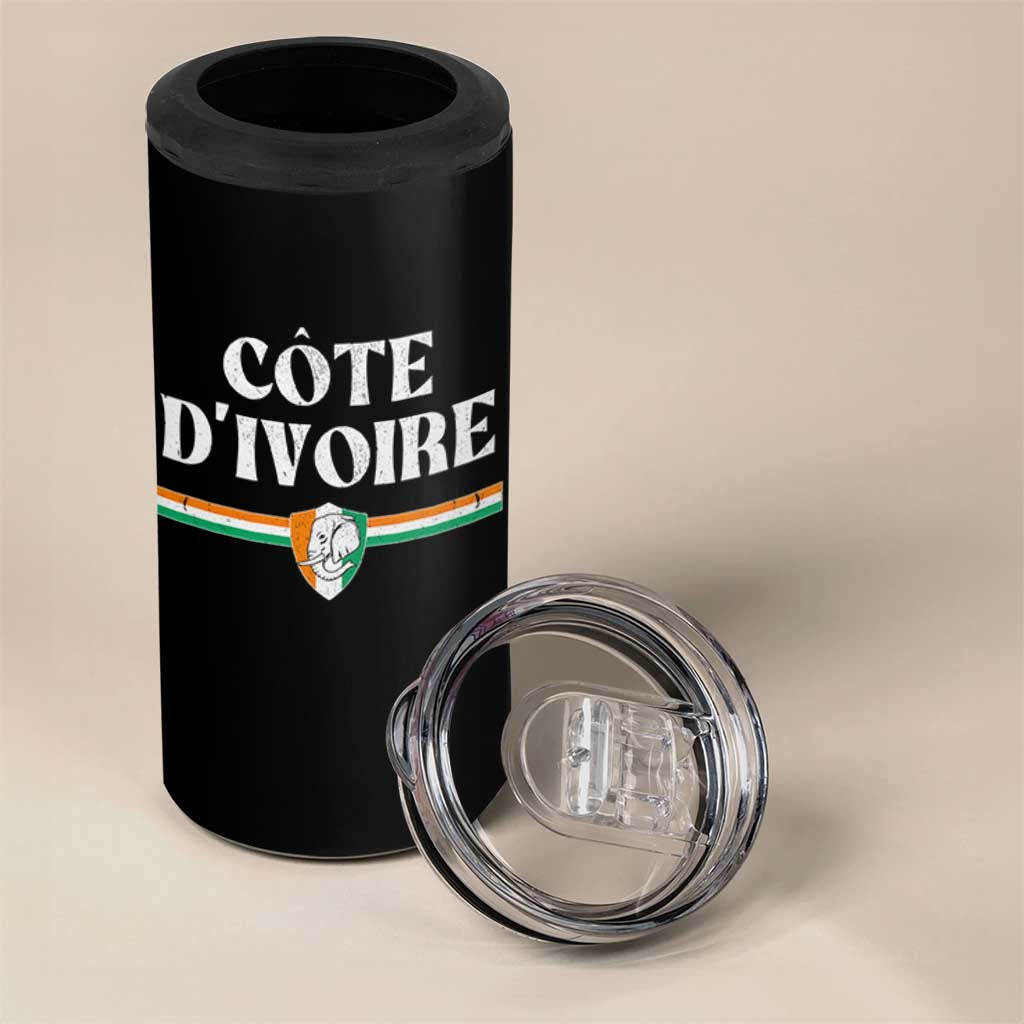 Côte D Ivoire 4 in 1 Can Cooler Tumbler Flag of Ivory Coast Elephant Crest Football