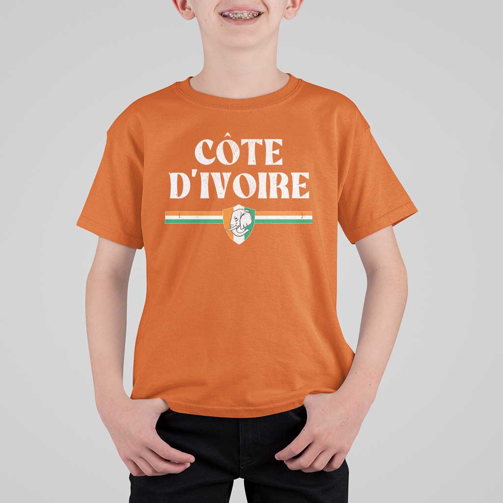 Côte D Ivoire T Shirt For Kid Flag of Ivory Coast Elephant Crest Football