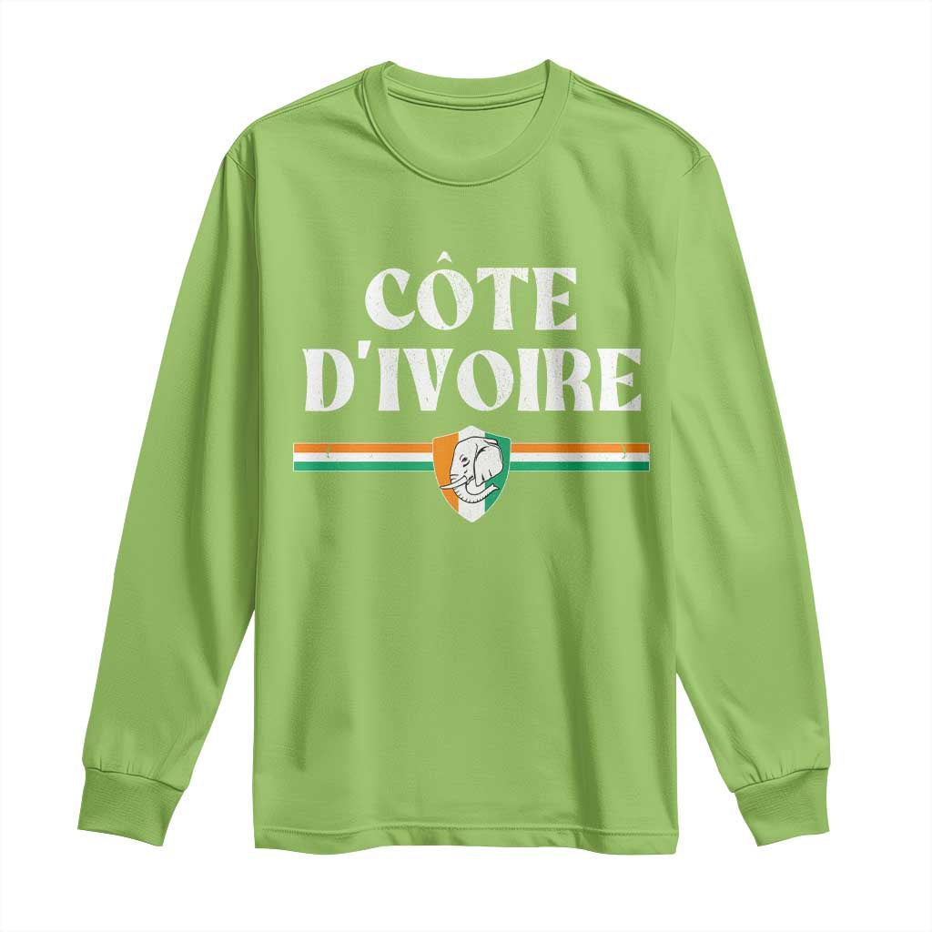 Côte D Ivoire Long Sleeve Shirt Flag of Ivory Coast Elephant Crest Football