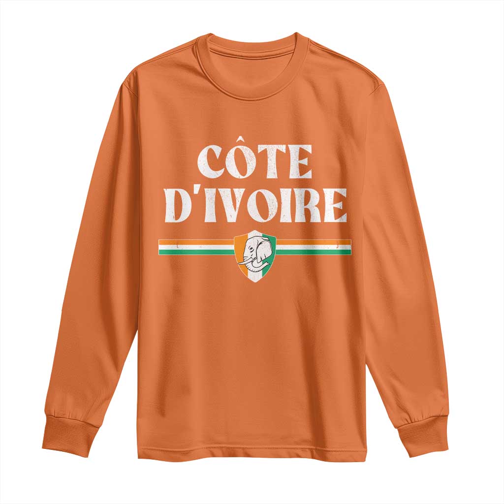 Côte D Ivoire Long Sleeve Shirt Flag of Ivory Coast Elephant Crest Football