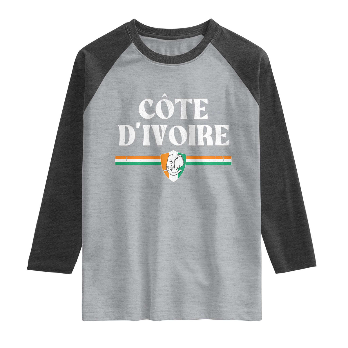 Côte D Ivoire Raglan Shirt Flag of Ivory Coast Elephant Crest Football