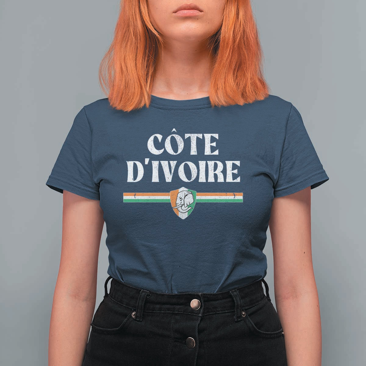 Côte D Ivoire T Shirt For Women Flag of Ivory Coast Elephant Crest Football