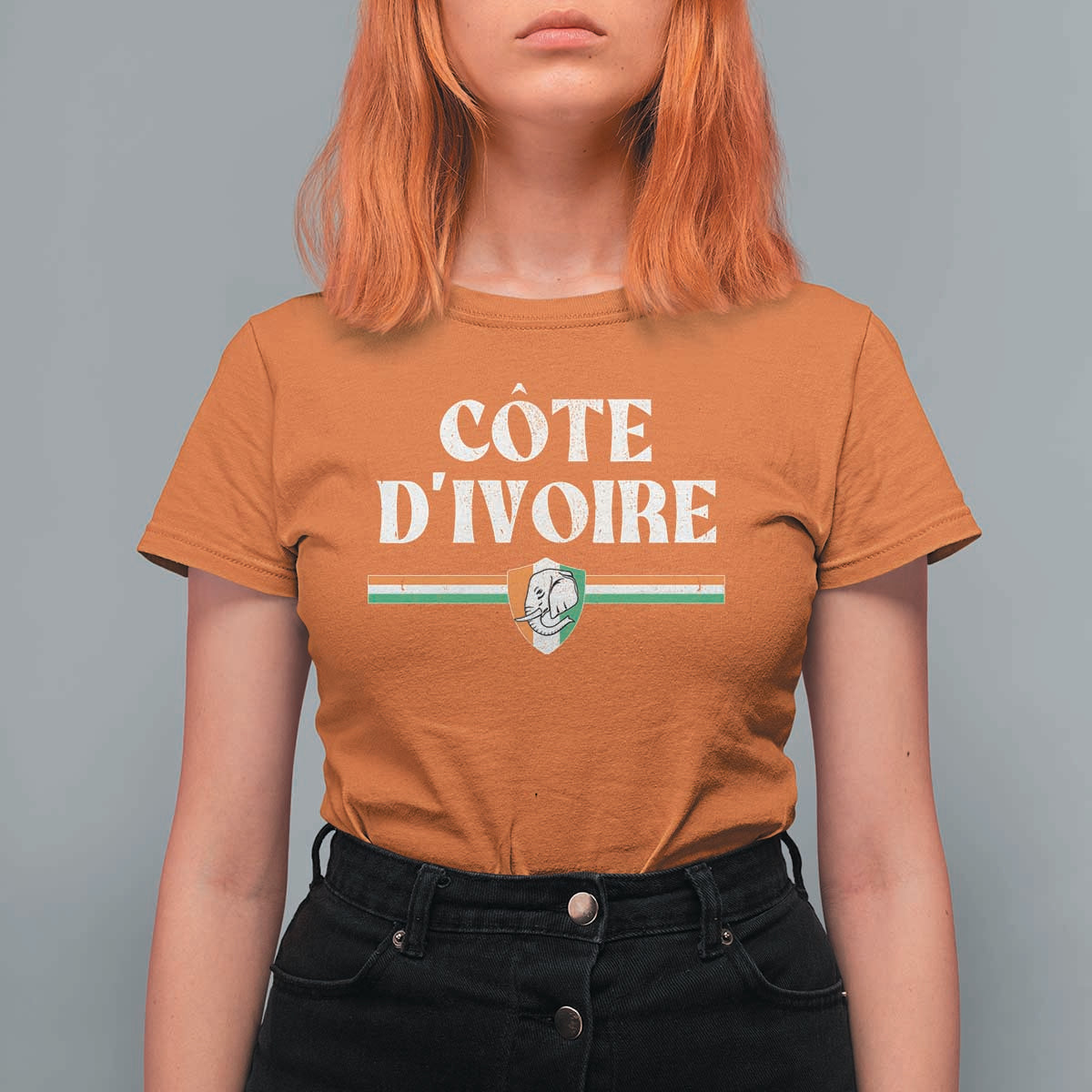 Côte D Ivoire T Shirt For Women Flag of Ivory Coast Elephant Crest Football
