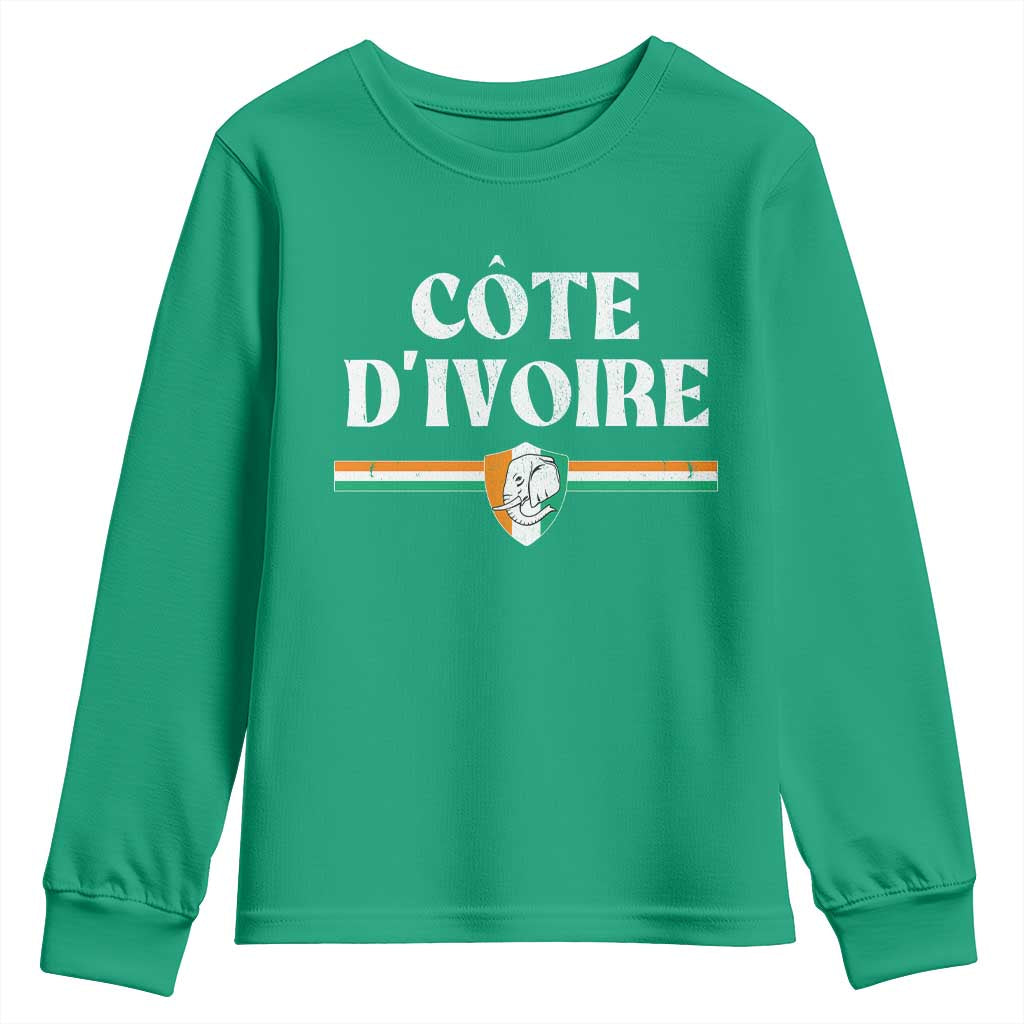 Côte D Ivoire Youth Sweatshirt Flag of Ivory Coast Elephant Crest Football