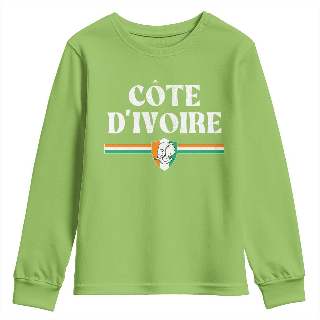 Côte D Ivoire Youth Sweatshirt Flag of Ivory Coast Elephant Crest Football