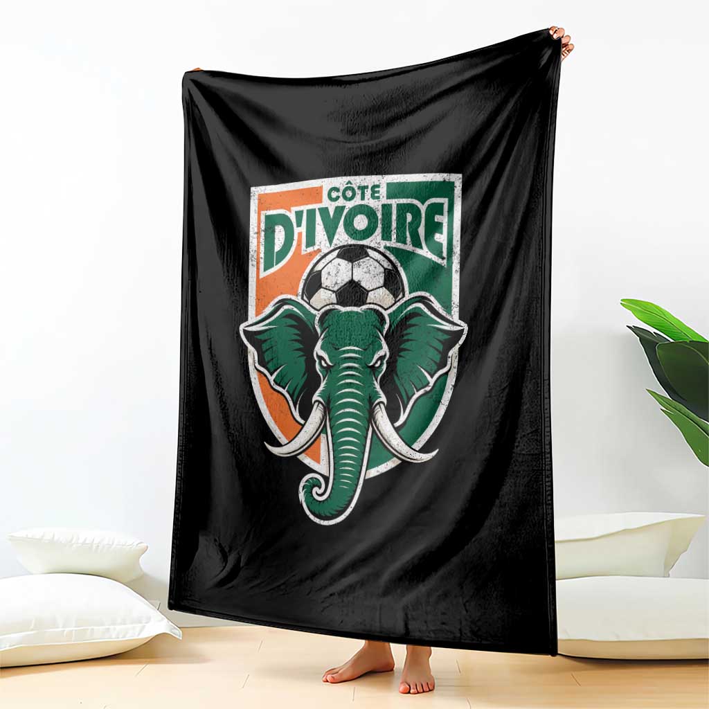 Côte D'ivoire Classic Ivory Coast Elephant Football Throw Blanket Ivorians Pride