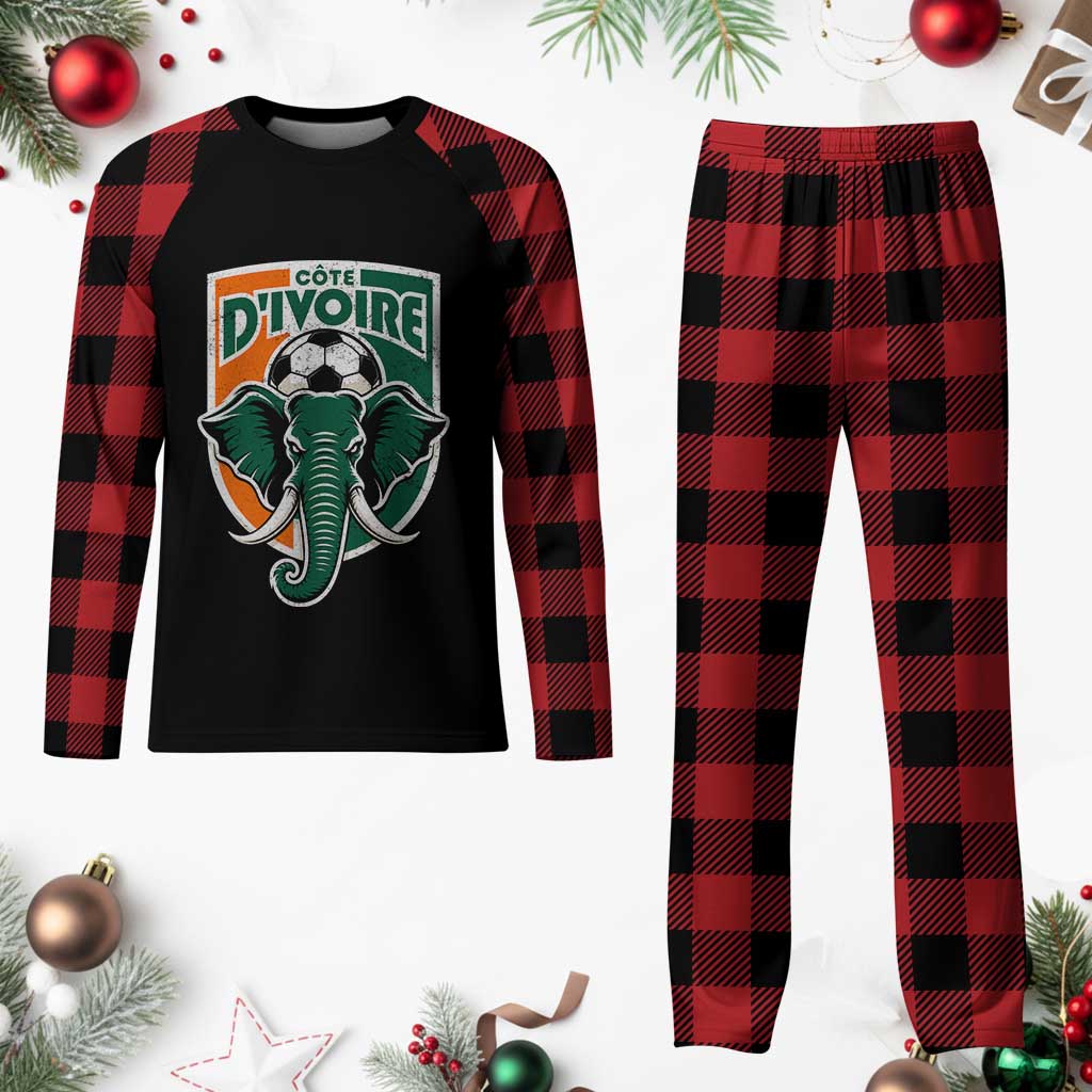 Côte D'ivoire Classic Ivory Coast Elephant Football Plaid Pajama Set Ivorians Pride