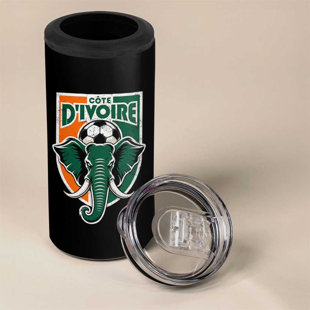 Côte D'ivoire Classic Ivory Coast Elephant Football 4 in 1 Can Cooler Tumbler Ivorians Pride