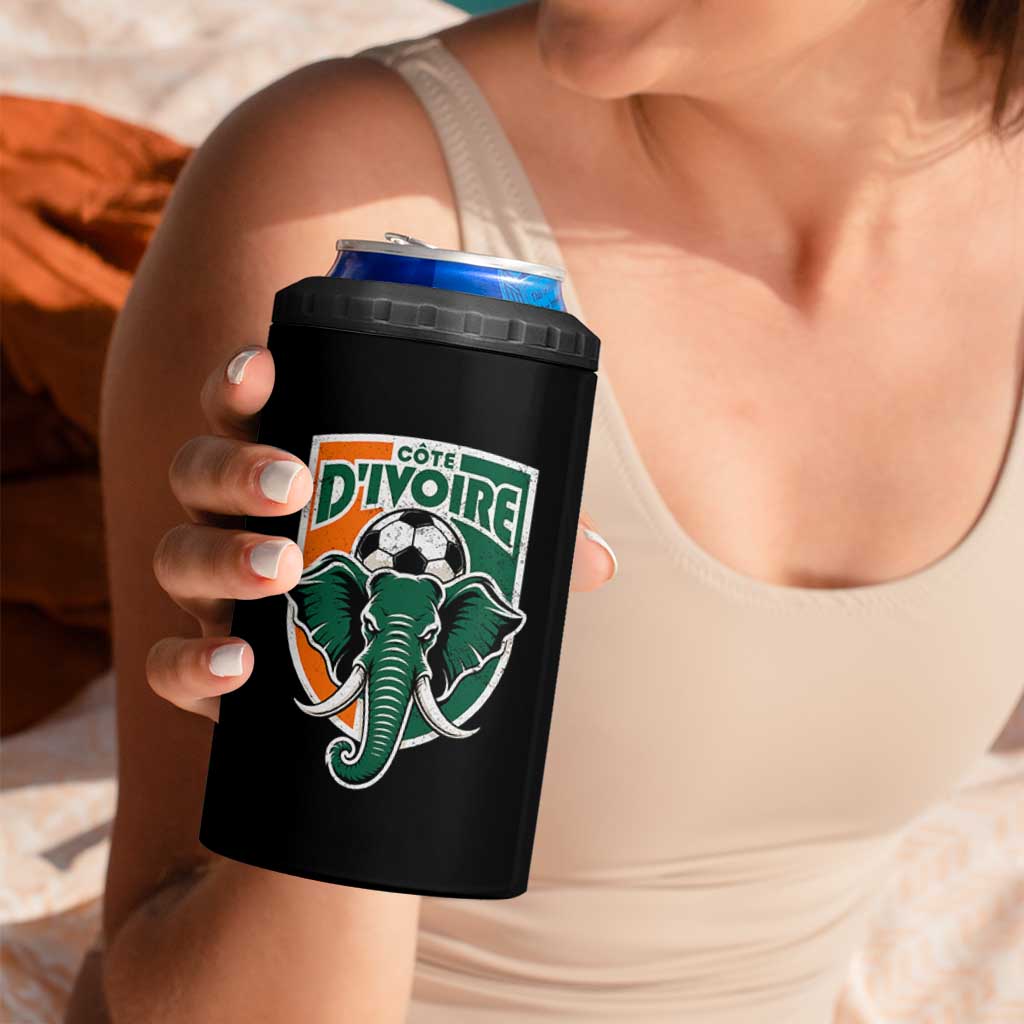 Côte D'ivoire Classic Ivory Coast Elephant Football 4 in 1 Can Cooler Tumbler Ivorians Pride