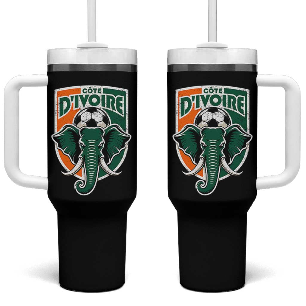 Côte D'ivoire Classic Ivory Coast Elephant Football Tumbler With Handle Ivorians Pride