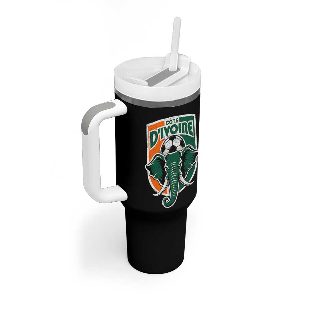 Côte D'ivoire Classic Ivory Coast Elephant Football Tumbler With Handle Ivorians Pride