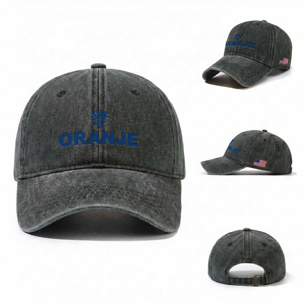 Oranje Holland Emblem Lion Nederland Dutch Heritage Washed Cotton Baseball Cap