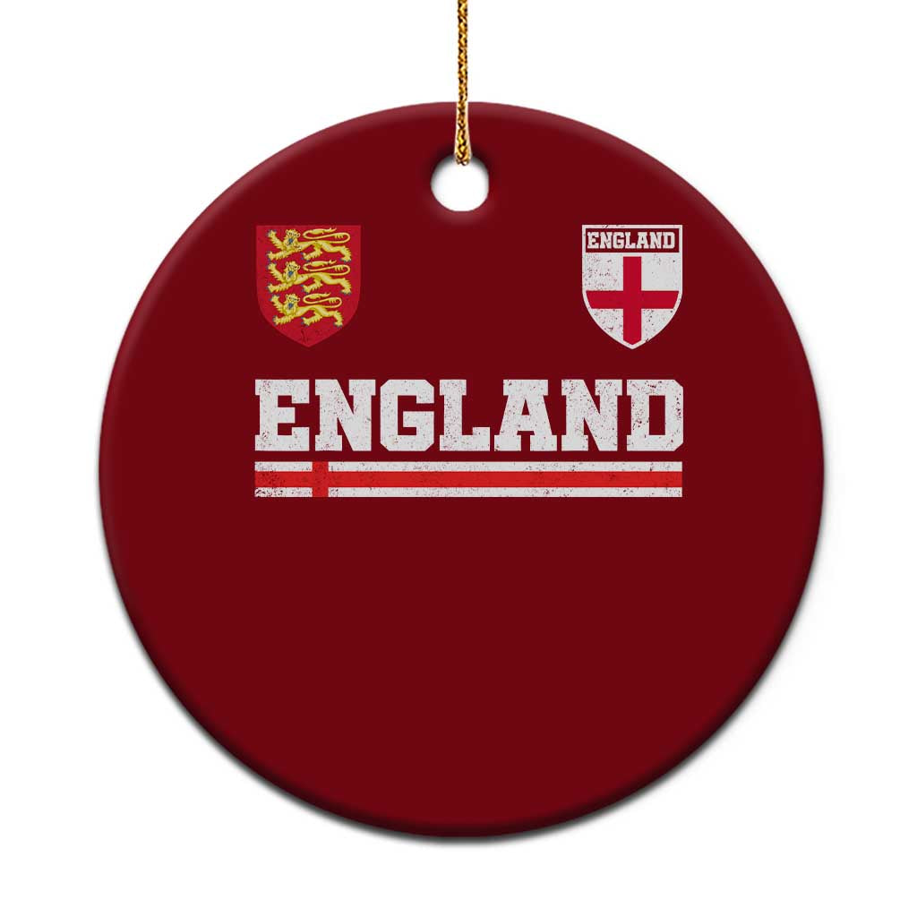 England Three Lions Symbol Red Cross Athletic Jersey Style Ceramic Ornament