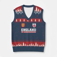 England Three Lions Symbol Red Cross Athletic Jersey Style V-Neck Knit Sweater Vest