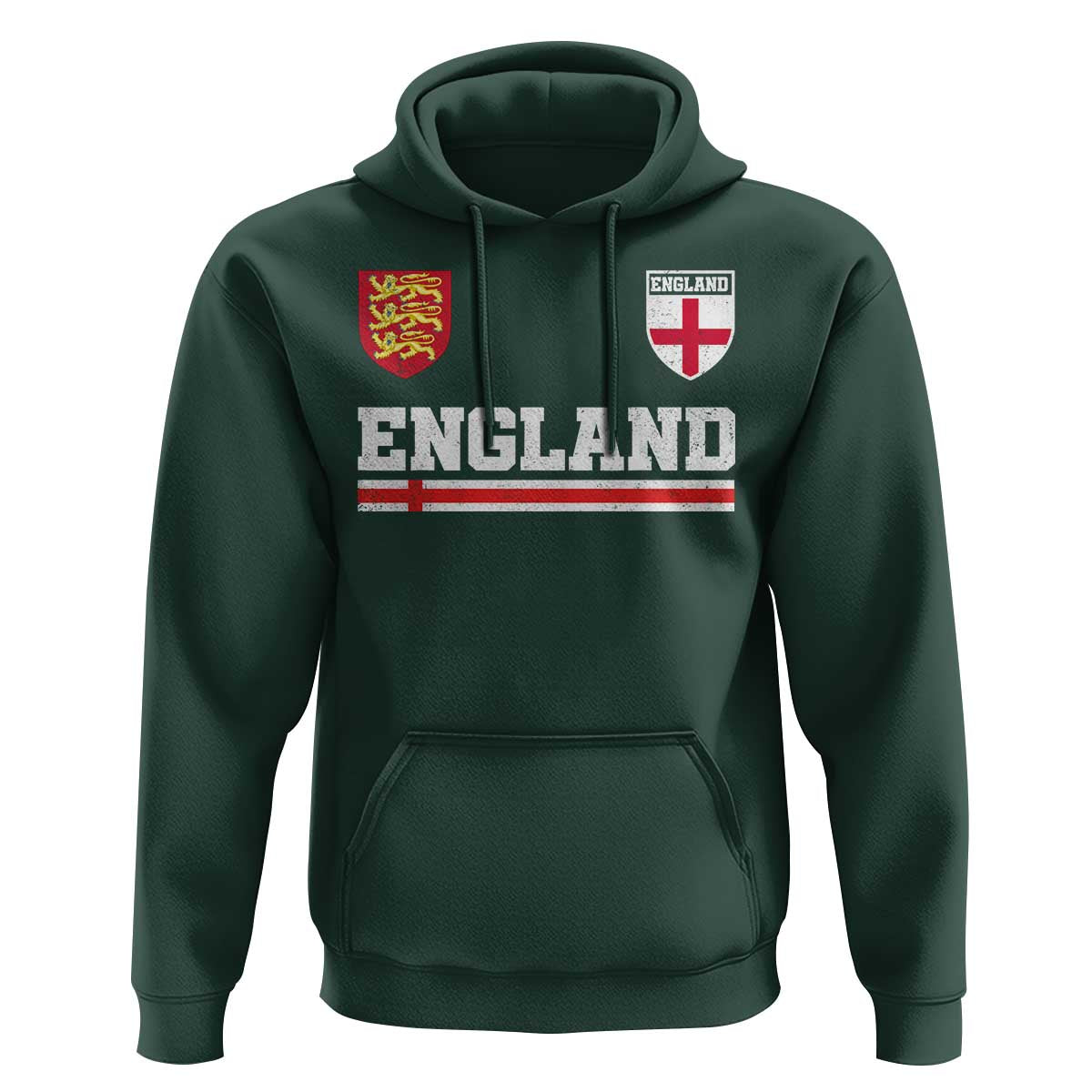 England Three Lions Symbol Red Cross Athletic Jersey Style Hoodie