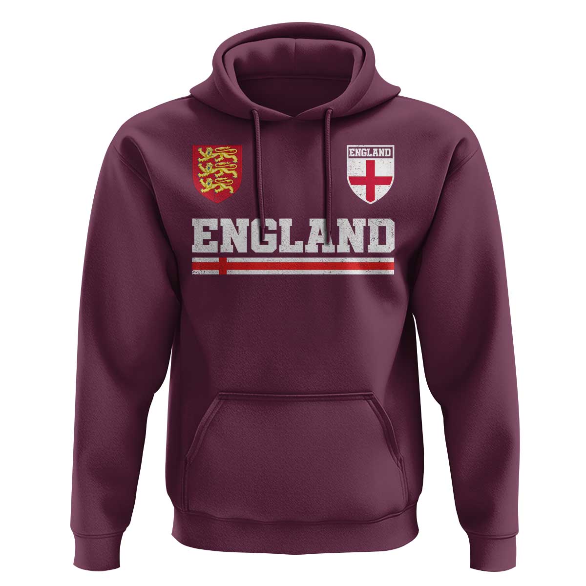England Three Lions Symbol Red Cross Athletic Jersey Style Hoodie