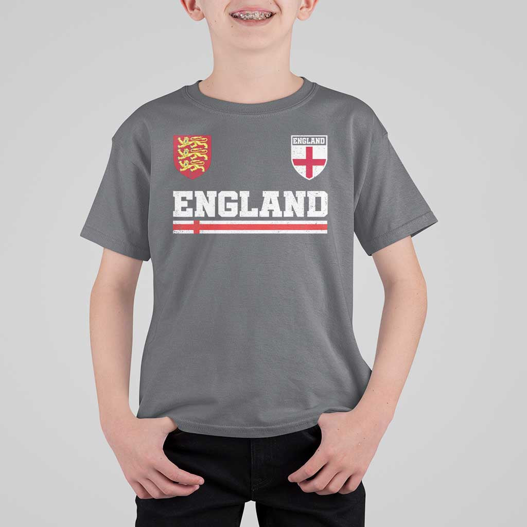 England Three Lions Symbol Red Cross Athletic Jersey Style T Shirt For Kid