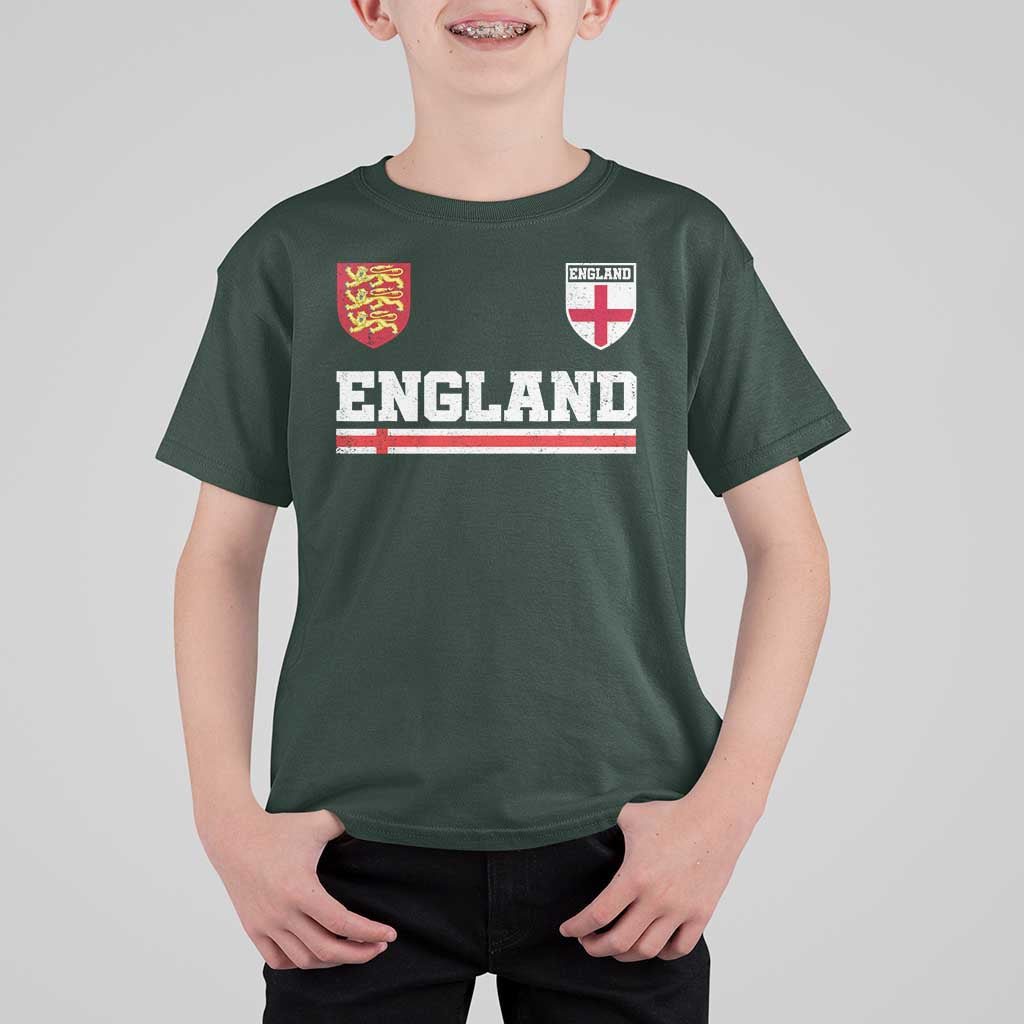 England Three Lions Symbol Red Cross Athletic Jersey Style T Shirt For Kid