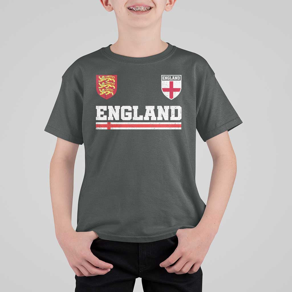 England Three Lions Symbol Red Cross Athletic Jersey Style T Shirt For Kid