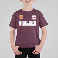 England Three Lions Symbol Red Cross Athletic Jersey Style T Shirt For Kid