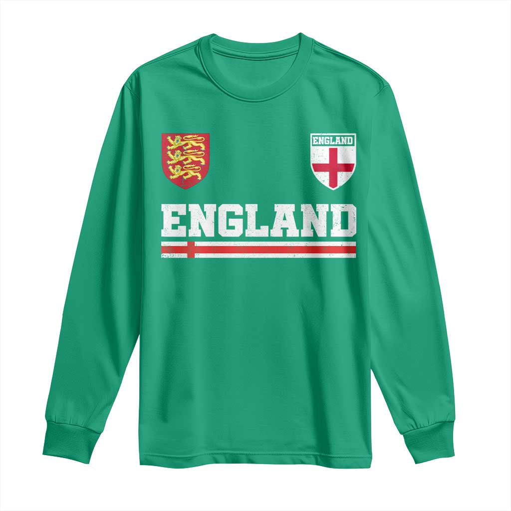England Three Lions Symbol Red Cross Athletic Jersey Style Long Sleeve Shirt