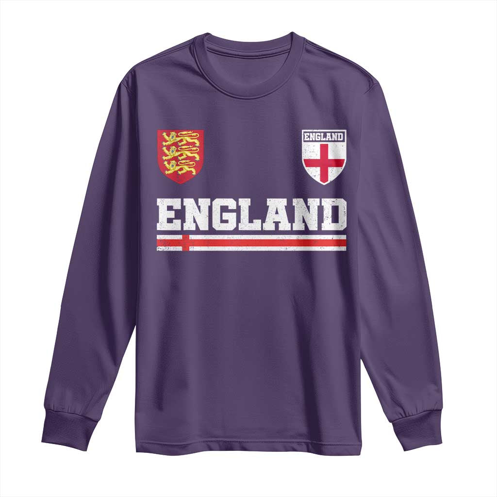 England Three Lions Symbol Red Cross Athletic Jersey Style Long Sleeve Shirt