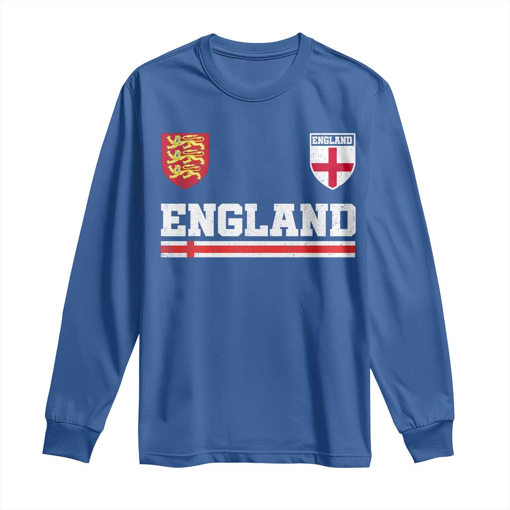 England Three Lions Symbol Red Cross Athletic Jersey Style Long Sleeve Shirt