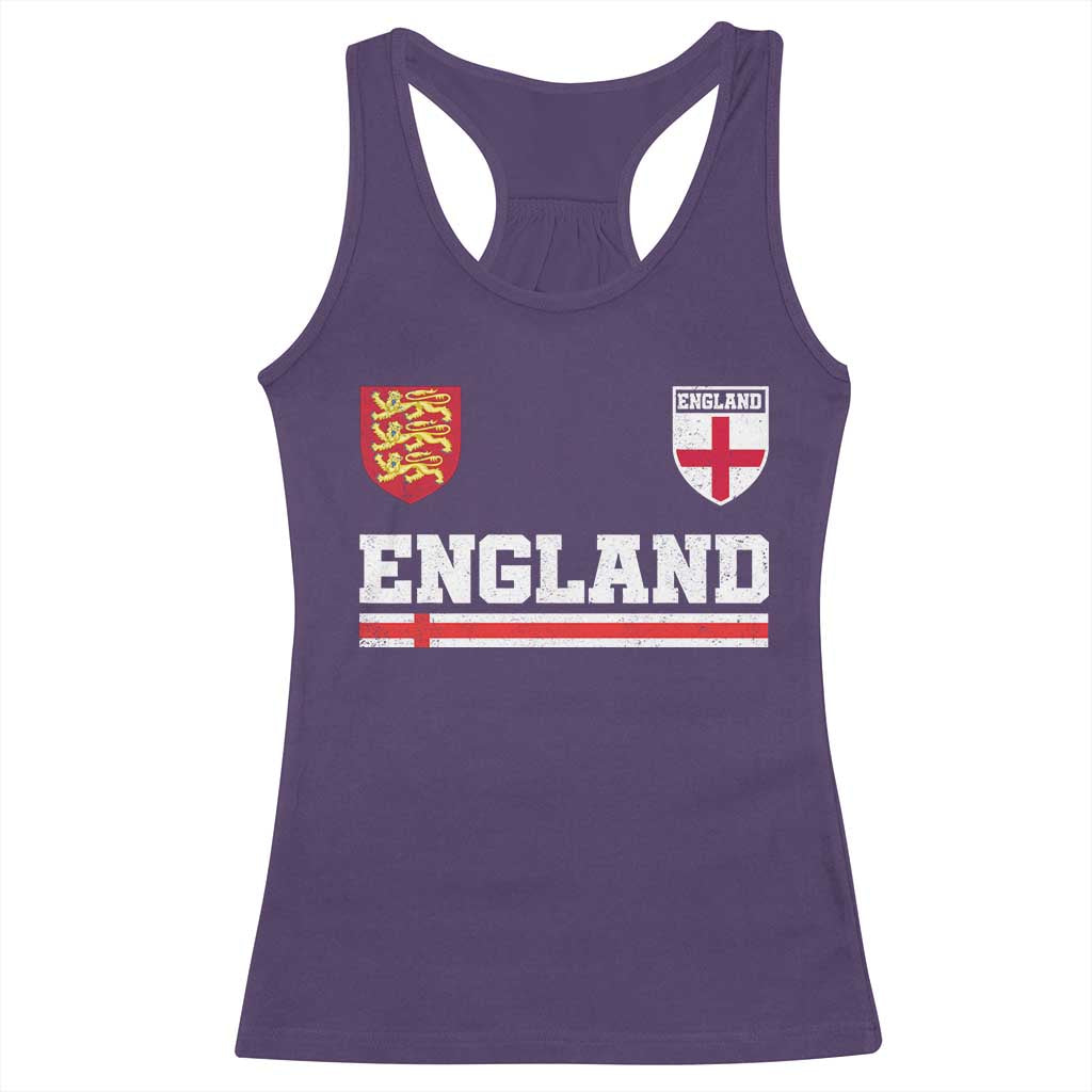 England Three Lions Symbol Red Cross Athletic Jersey Style Racerback Tank Top