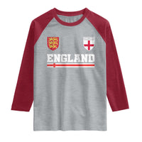 England Three Lions Symbol Red Cross Athletic Jersey Style Raglan Shirt