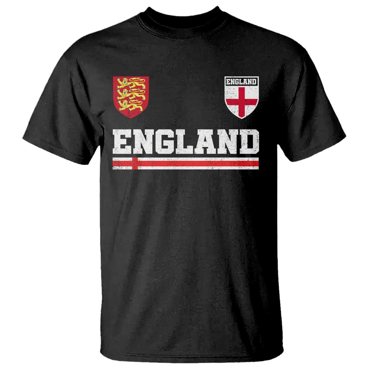 England Three Lions Symbol Red Cross Athletic Jersey Style T Shirt