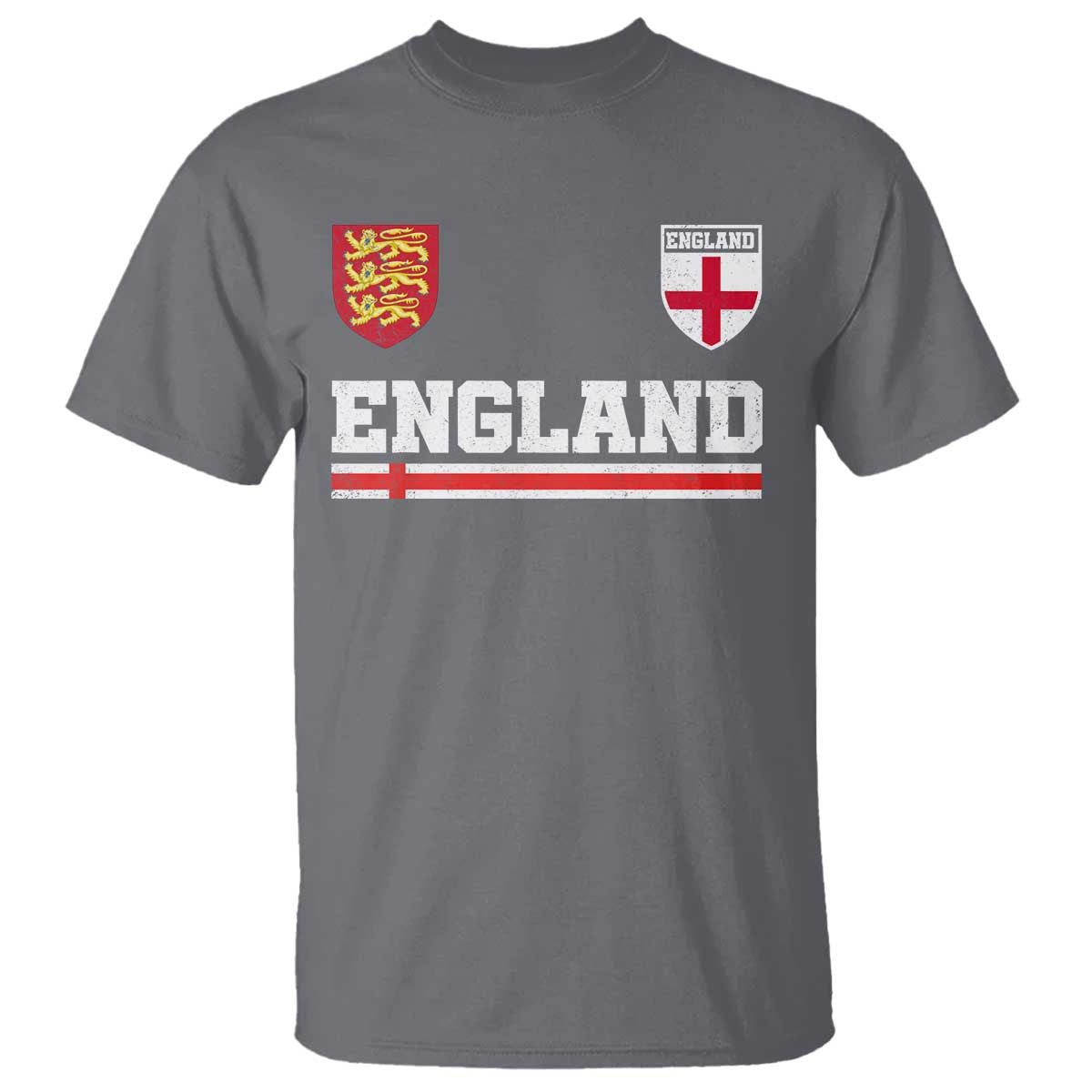 England Three Lions Symbol Red Cross Athletic Jersey Style T Shirt