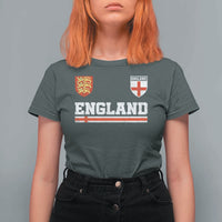 England Three Lions Symbol Red Cross Athletic Jersey Style T Shirt For Women