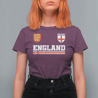 England Three Lions Symbol Red Cross Athletic Jersey Style T Shirt For Women