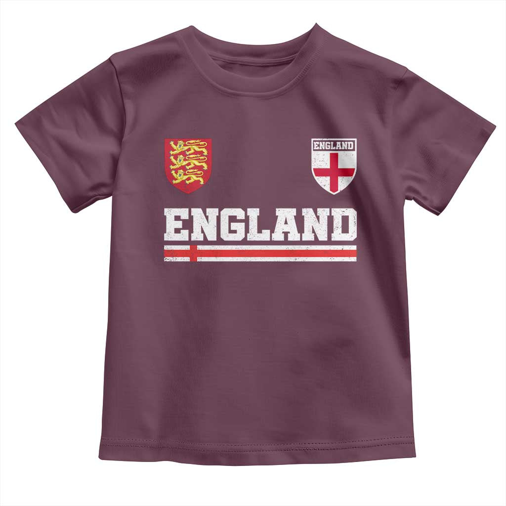 England Three Lions Symbol Red Cross Athletic Jersey Style Toddler T Shirt