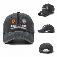 England Three Lions Symbol Red Cross Athletic Jersey Style Washed Cotton Baseball Cap
