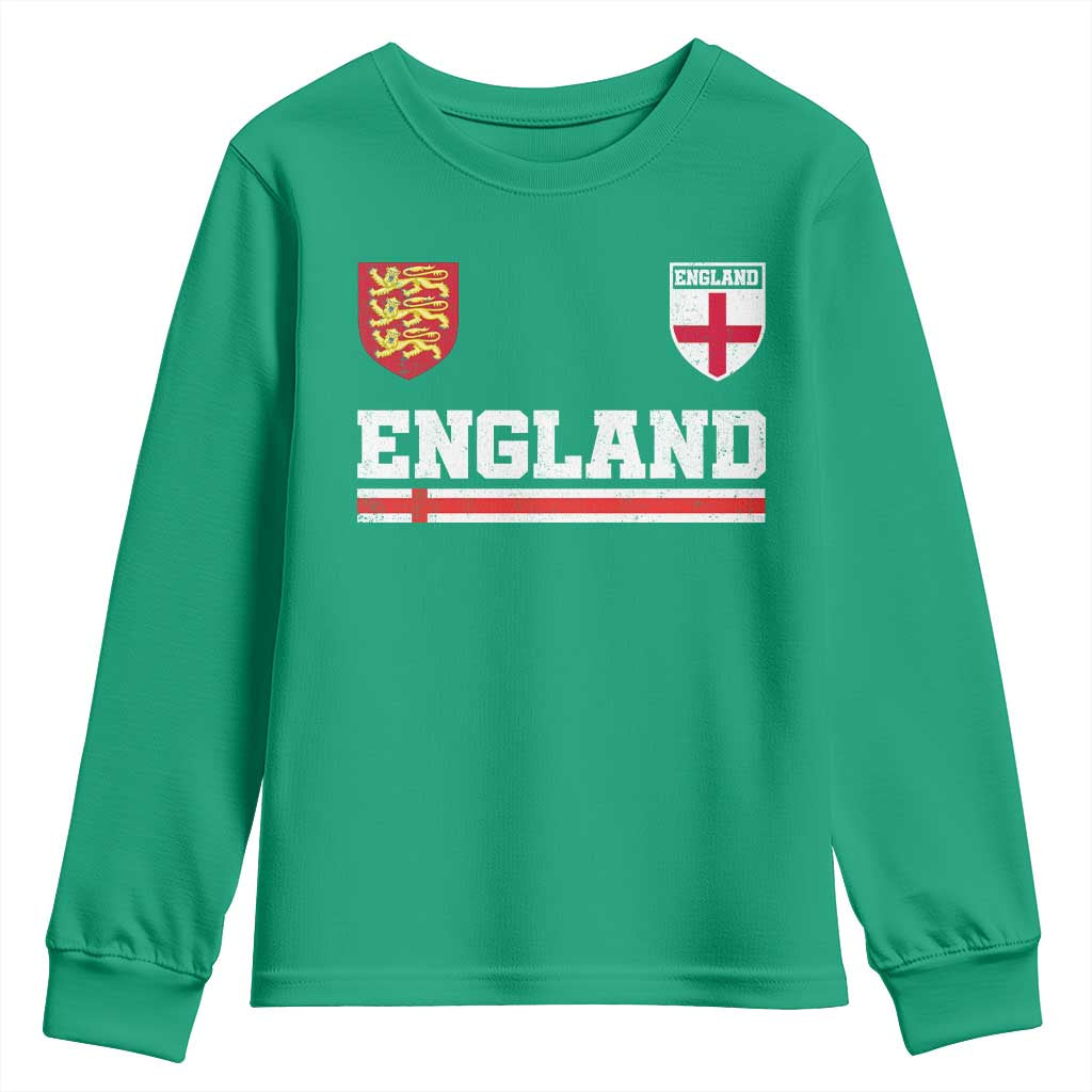 England Three Lions Symbol Red Cross Athletic Jersey Style Youth Sweatshirt
