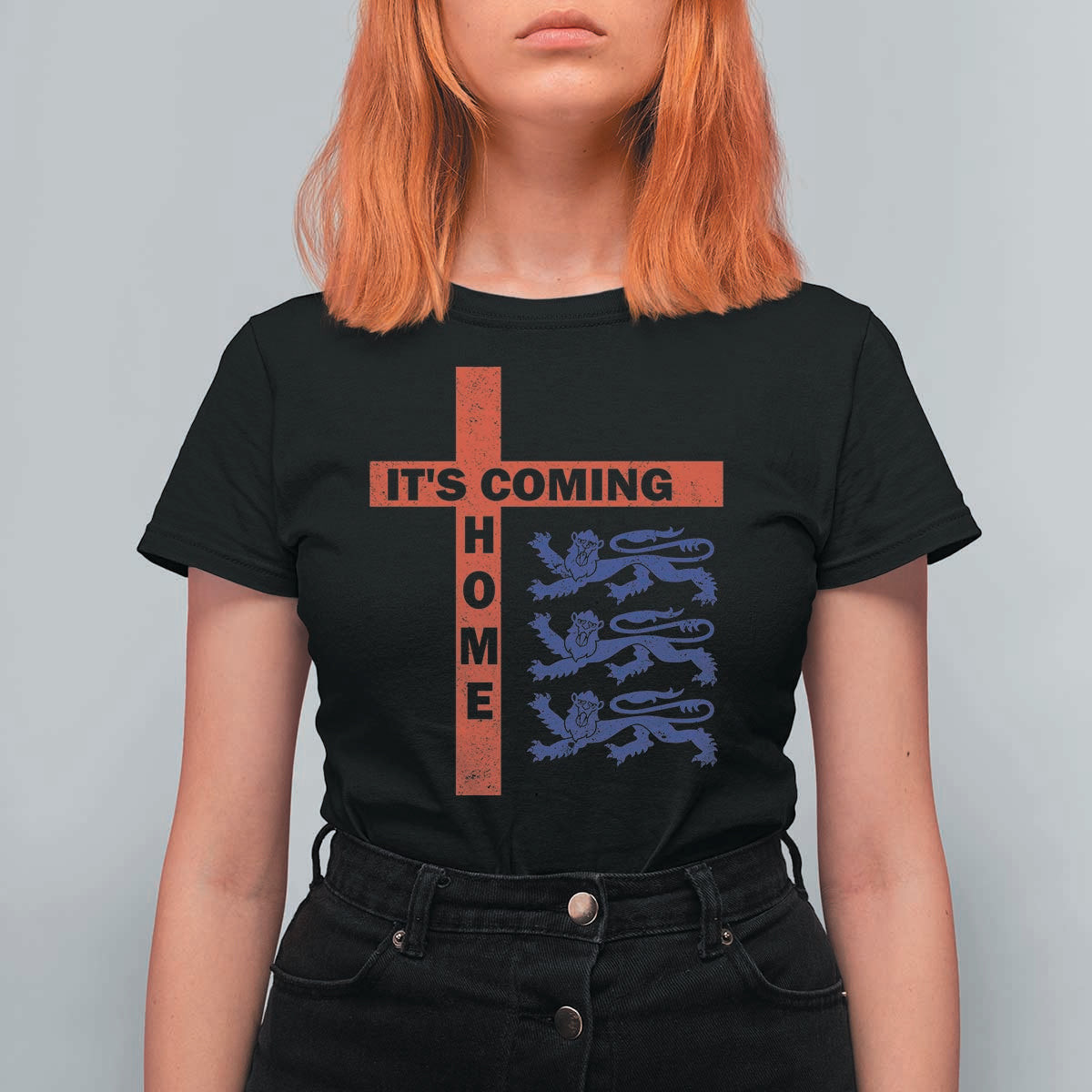 It Is Coming Home England Football T Shirt For Women St George Cross Three Lions