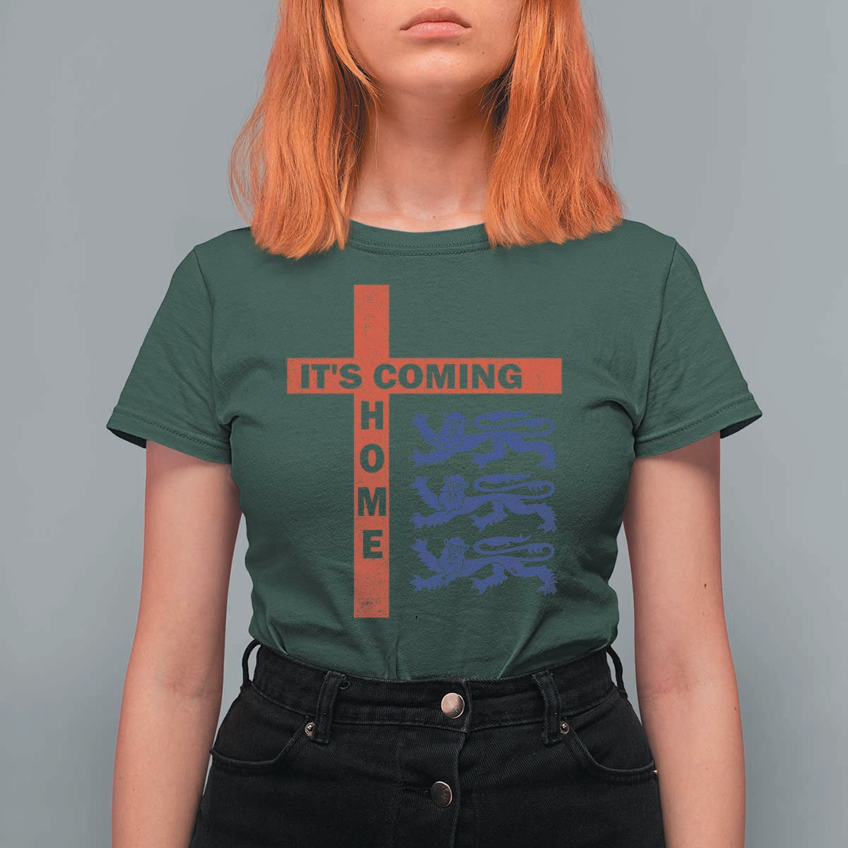 It Is Coming Home England Football T Shirt For Women St George Cross Three Lions