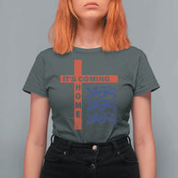It Is Coming Home England Football T Shirt For Women St George Cross Three Lions